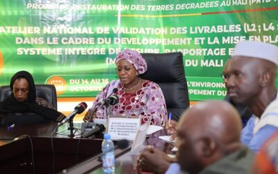Sous la présidence de Madame le Ministre de l’Environnement, de l’Assainissement et du Développement durable, s’est ouverte ce mardi 14 octobre 2025 à Bamako la session de validation des livrables L2, L4, L6 et L7 du Système intégré de Mesure, de Rapportage et de Vérification (MRV) de la Contribution Déterminée au niveau National (CDN) du Mali.